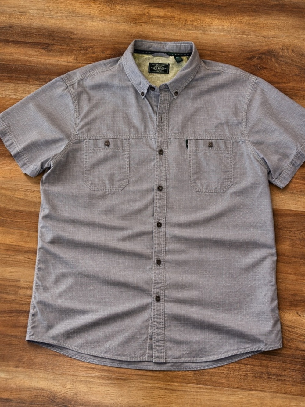 G.H. Bass & Co XXL Short Sleeve Button Up Shirt Gray  Outdoor Casual Relaxed Fit